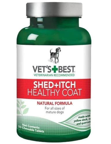 Vet's Best Healthy Coat Shed and Itch Relief Dog Supplement Chewable Tablets, 50 Count